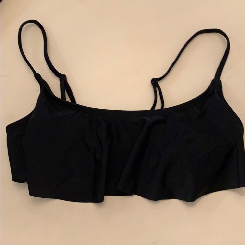 Black ruffle bikini top